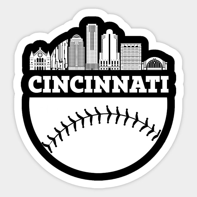 Cincinnati OH Baseball Skyline  Vintage Retro print Sticker by Bluebird Moon